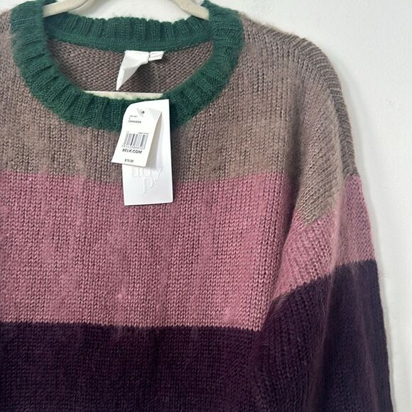 ADY P Striped Crewneck Relaxed Fit Sweater L - Picture 2 of 7